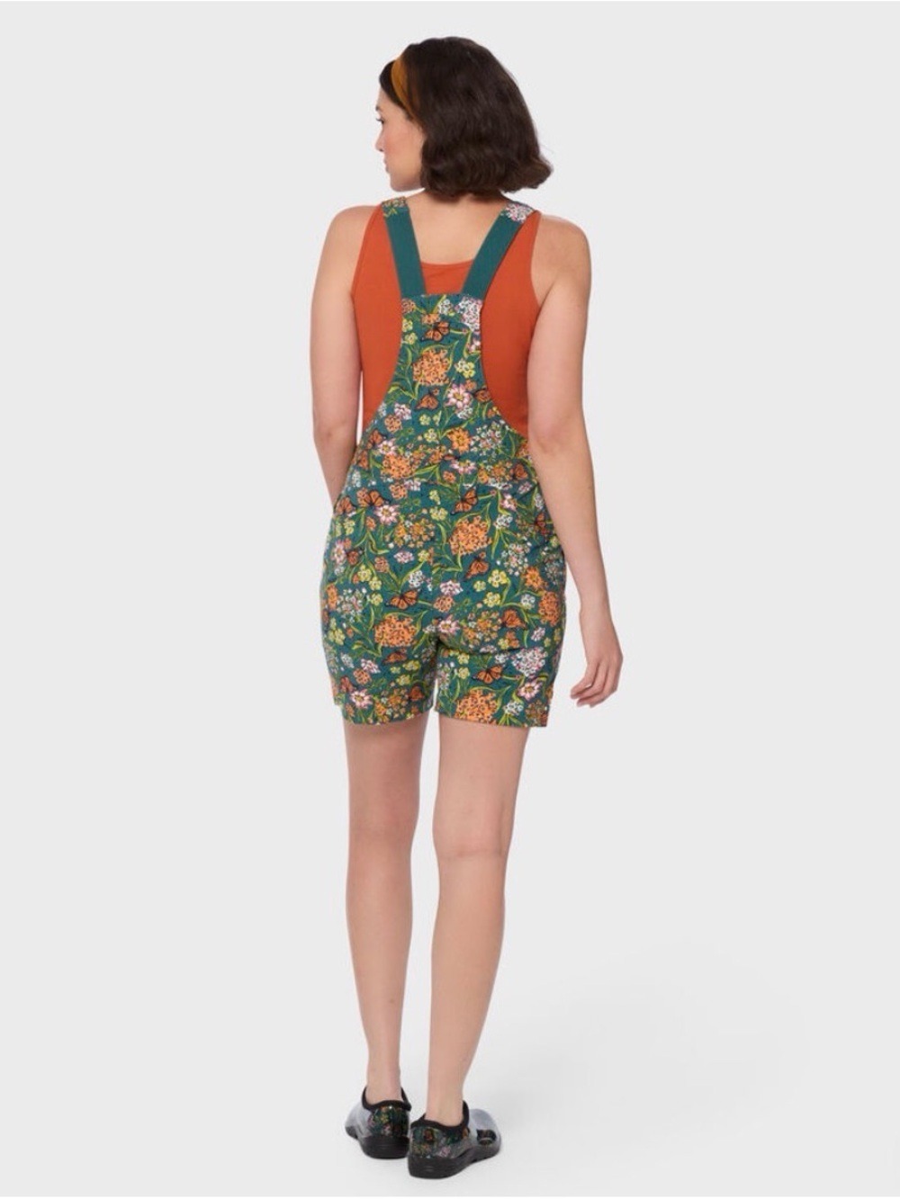 NWT Duluth Heirloom Gardening Bib Overall Shorts M Midnight Green Monarchs - Picture 5 of 13